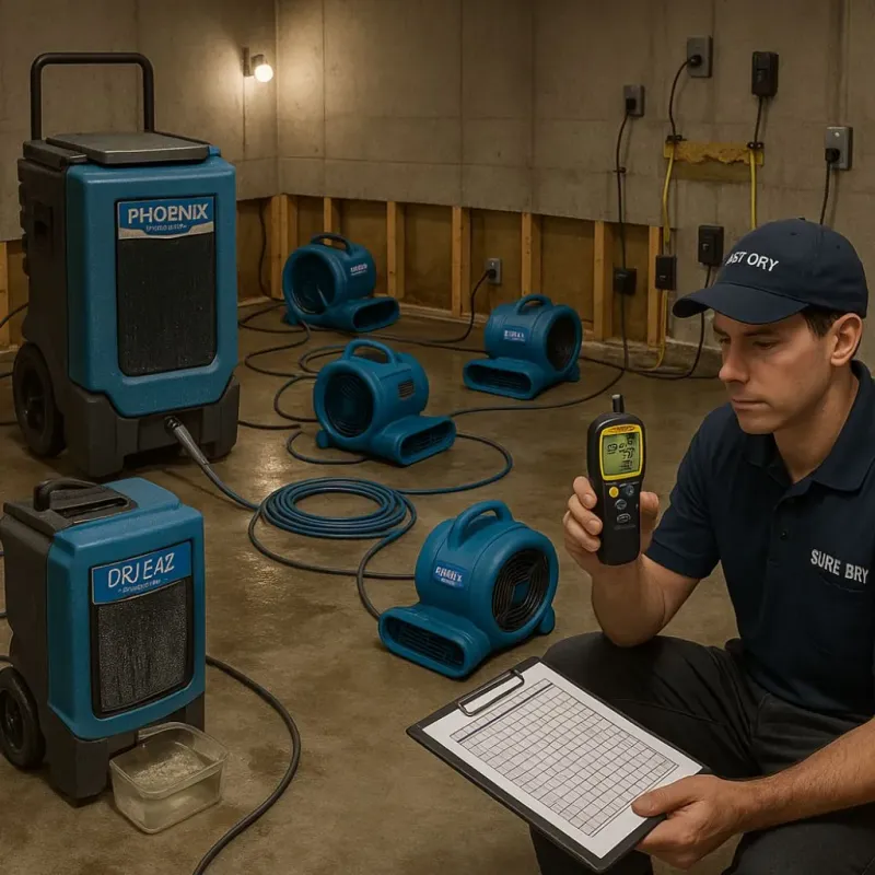 Structural Drying and Dehumidification process in Hunters Creek Village, TX